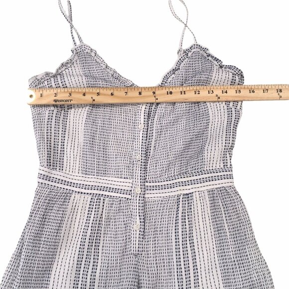 Coastal Romper Women Size 4 White Blue Adjustable Straps Summer Feminine Beachy - Picture 6 of 16